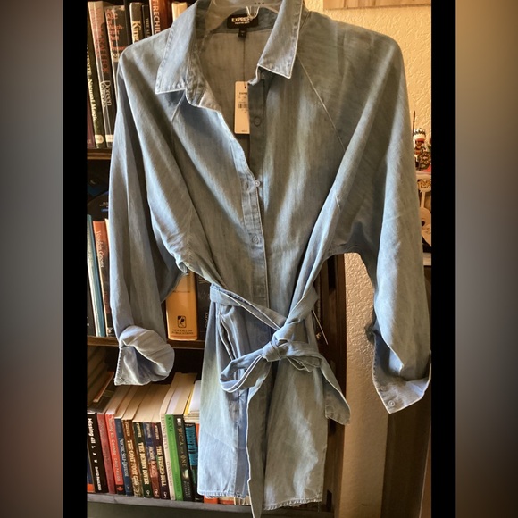 NWT Express Denim Boyfriend Portofino Shirt Dress size S - Picture 2 of 4